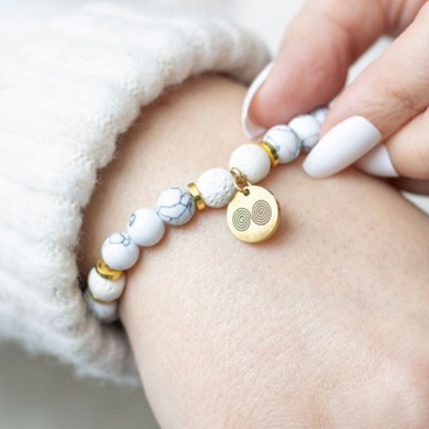 Stress Less Howlite Crystal Essential Oil Bracelet - Wicked Witcheries