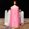 Love Crystal Candle with Rough Rose Quartz - Wicked Witcheries