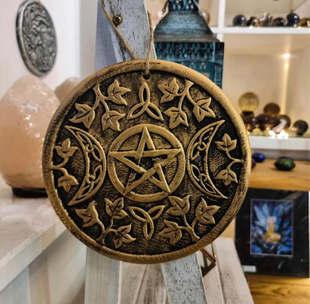 Bronze Terracotta Triple moon plaque - Wicked Witcheries