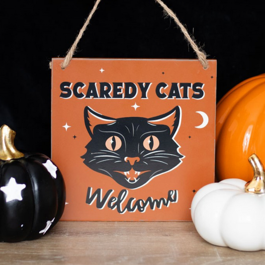 Scaredy Cats Welcome Hanging Sign