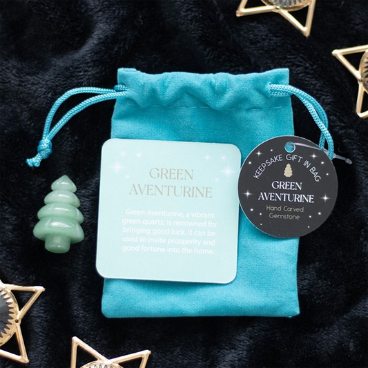 Green Aventurine Crystal Christmas Tree in a Bag