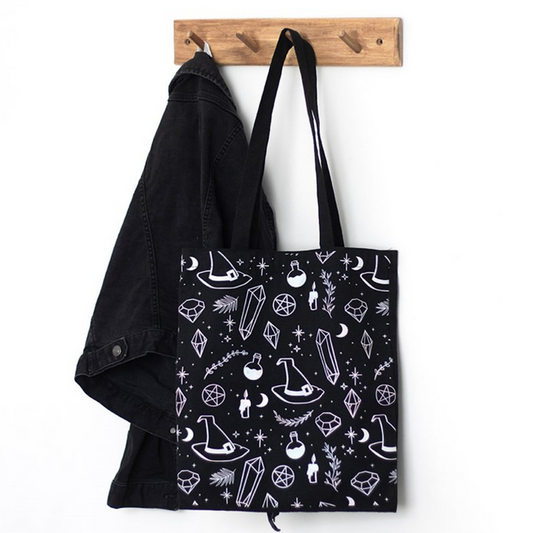 Crystal Witch Print Polycotton Tote Bag