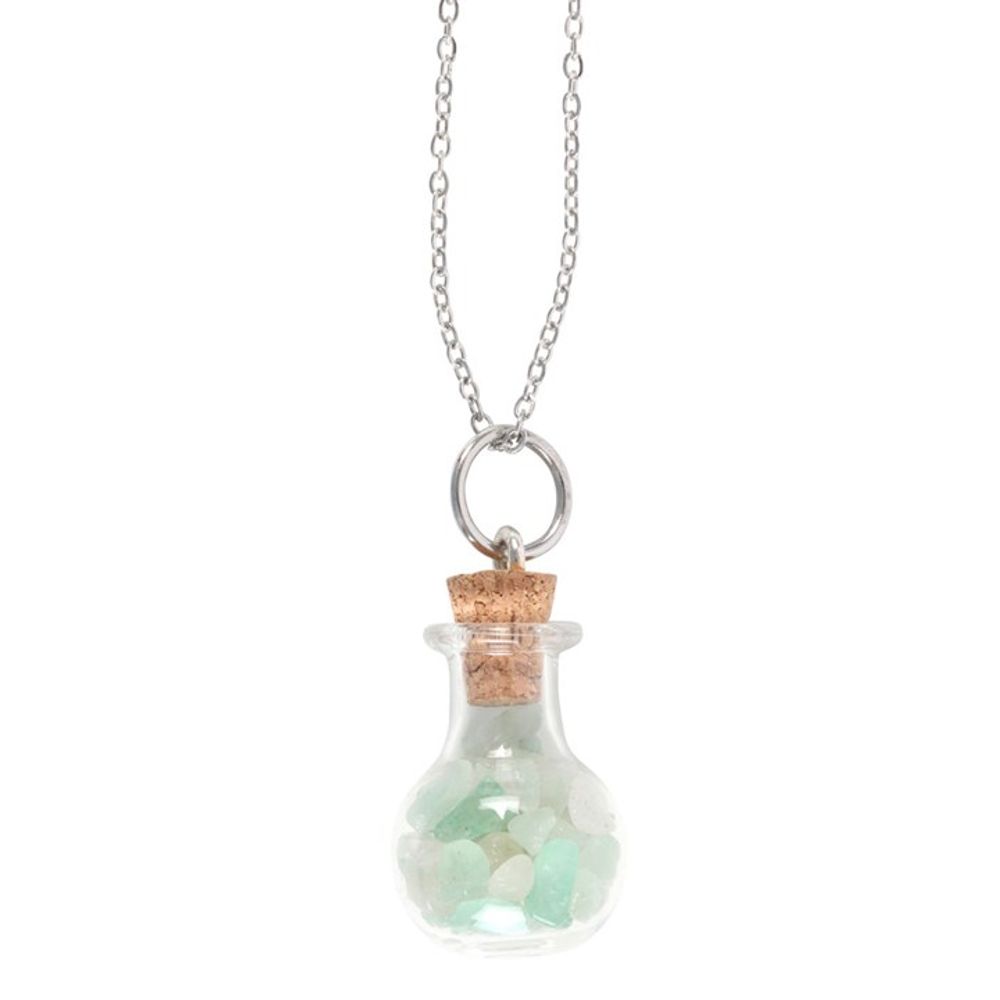 Luck Green Aventurine Crystal Chip Potion Bottle Necklace - Wicked Witcheries