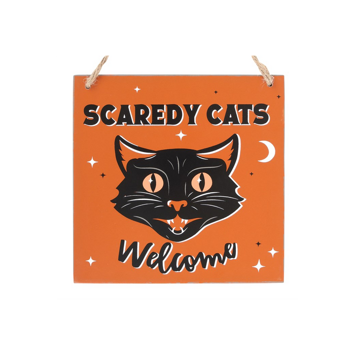 Scaredy Cats Welcome Hanging Sign - Wicked Witcheries