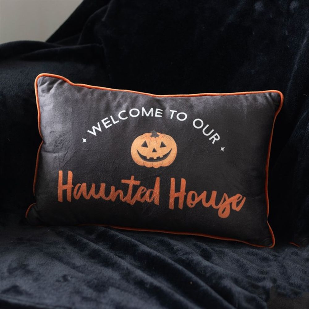 40cm Rectangular Haunted House Cushion - Wicked Witcheries