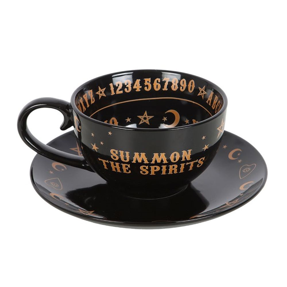 Black Talking Board Teacup and Saucer - Wicked Witcheries