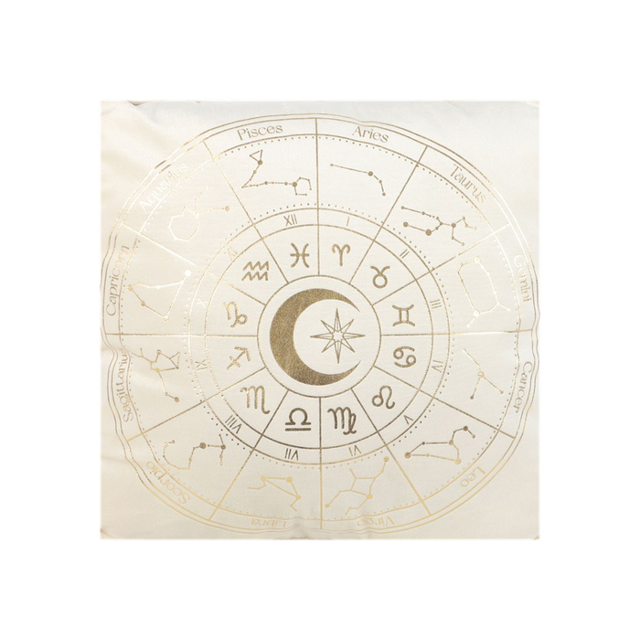 35cm Square Off White Astrology Wheel Cushion - Wicked Witcheries