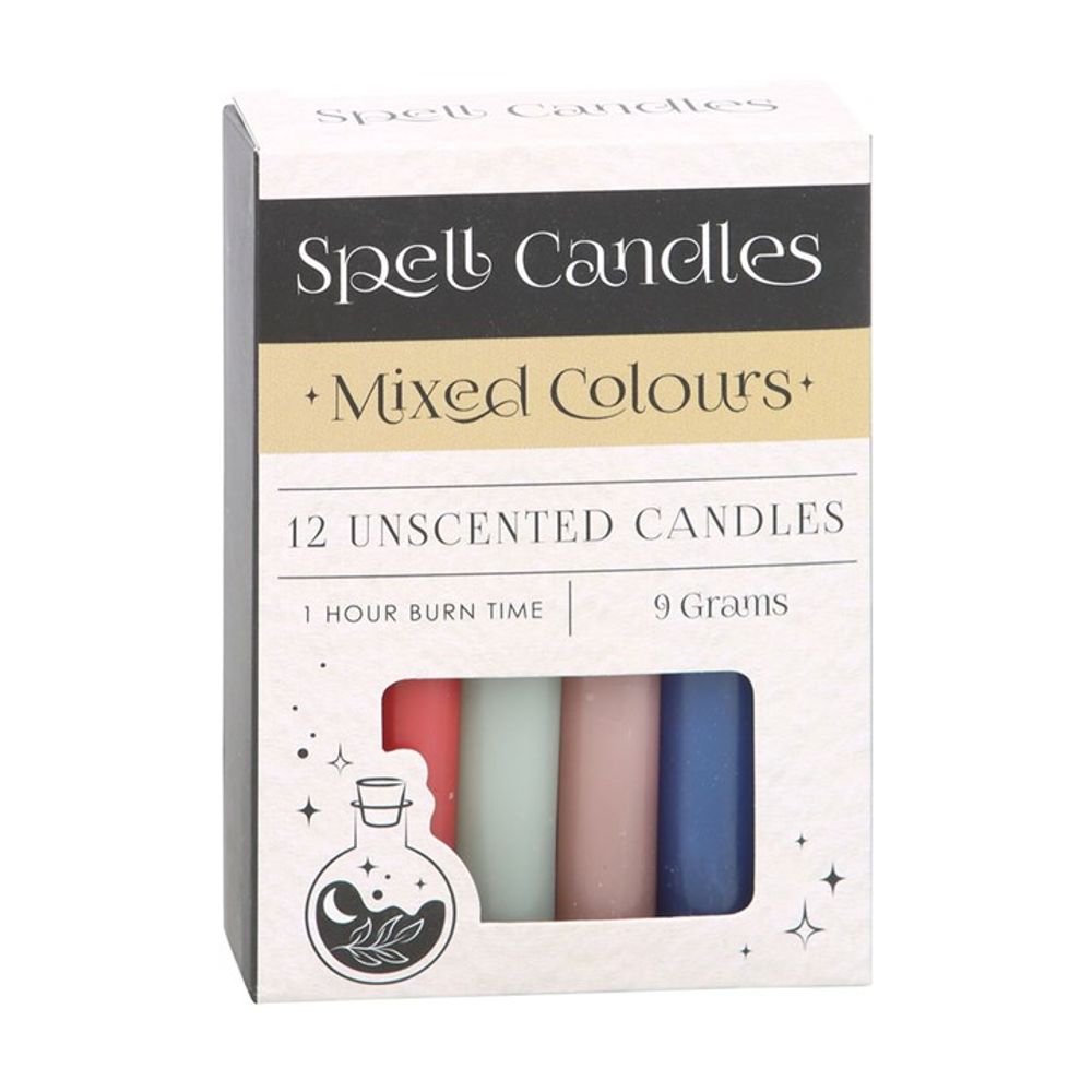 Pack of 12 Mixed Colour Spell Candles - Wicked Witcheries