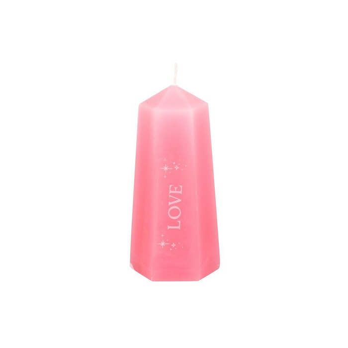 Love Crystal Candle with Rough Rose Quartz - Wicked Witcheries