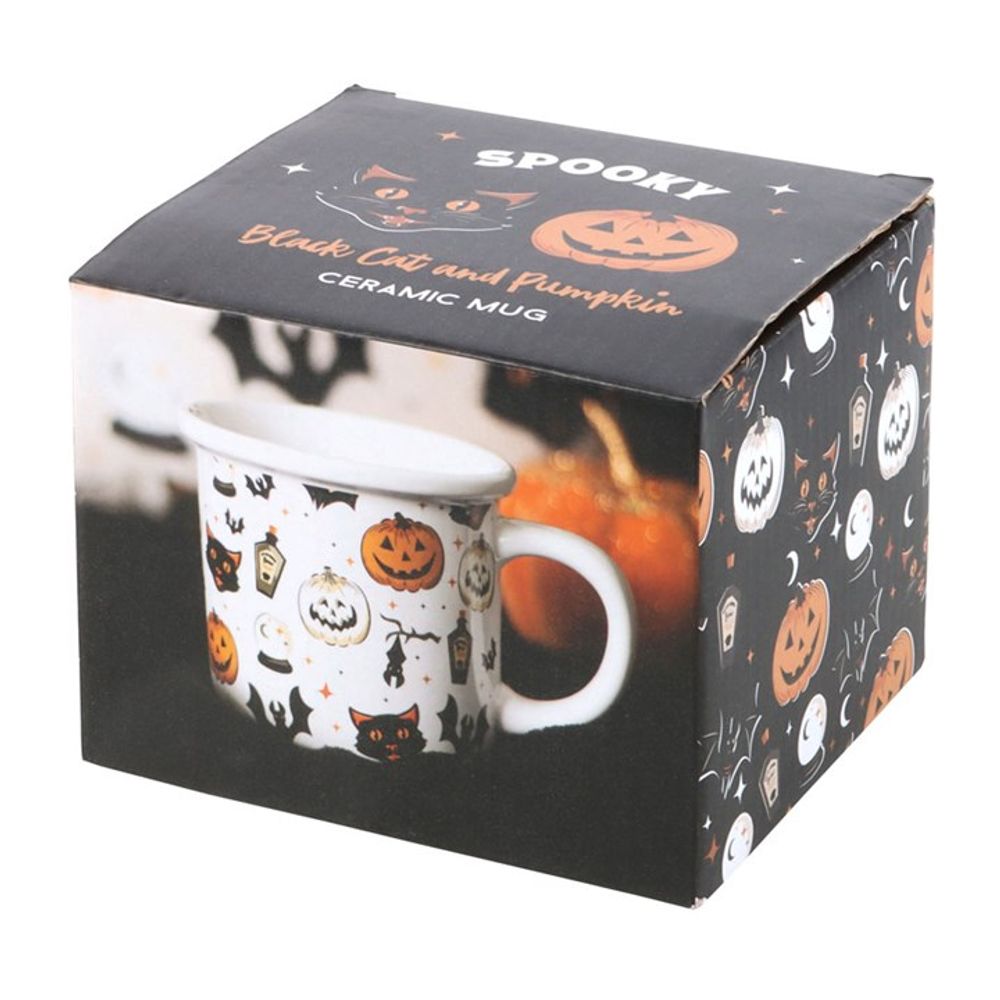 Spooky Cat and Pumpkin Print Mug - Wicked Witcheries