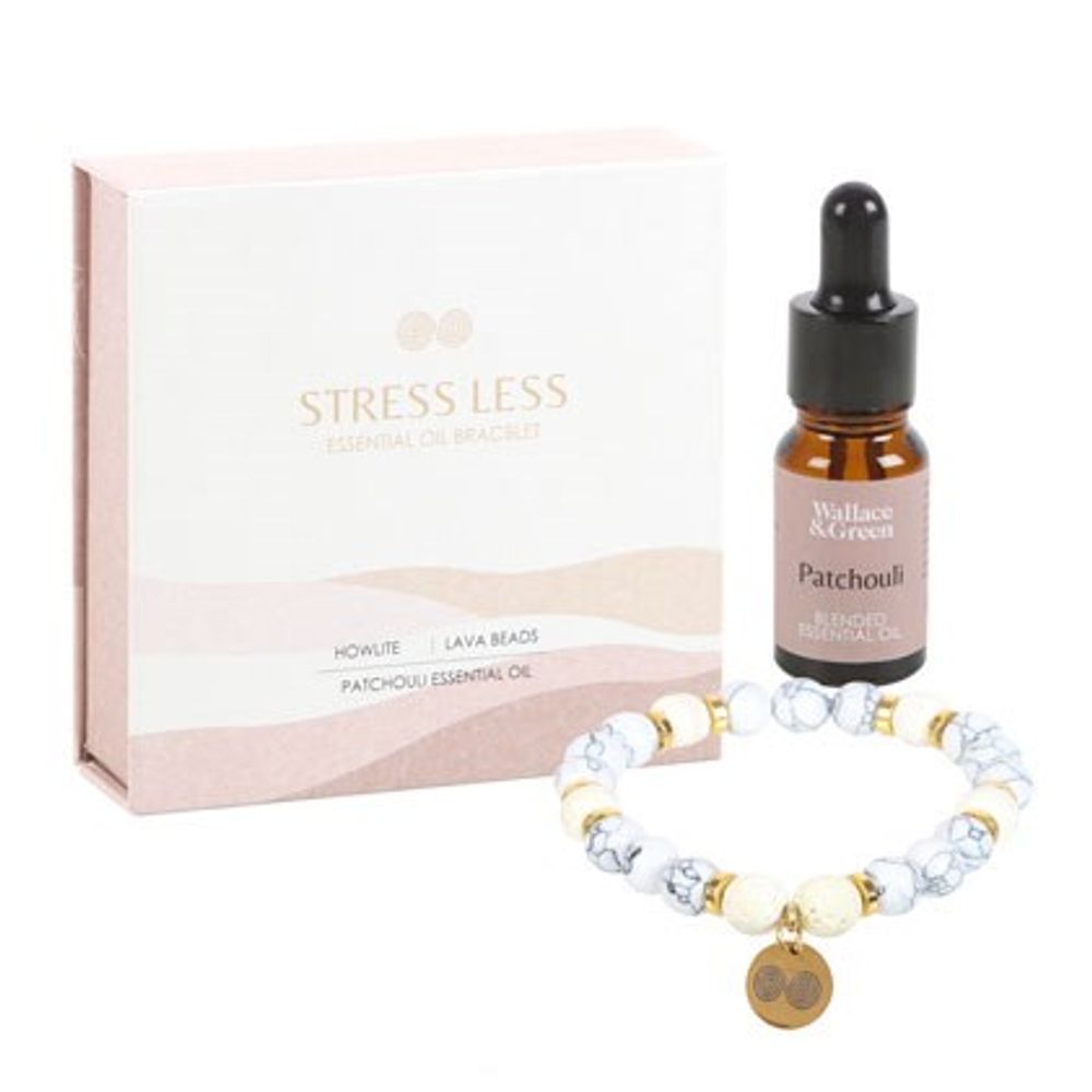 Stress Less Howlite Crystal Essential Oil Bracelet - Wicked Witcheries