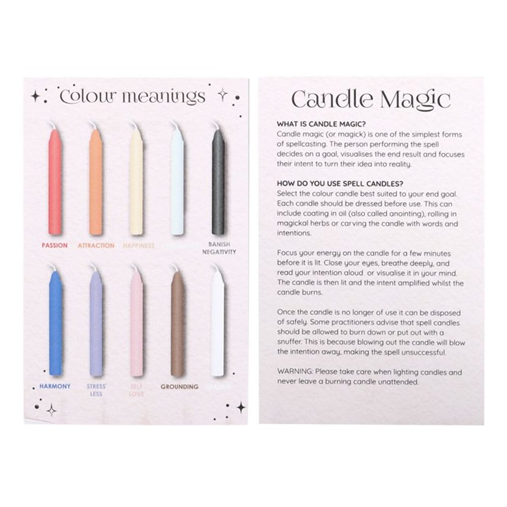 Pack of 12 Mixed Colour Spell Candles - Wicked Witcheries