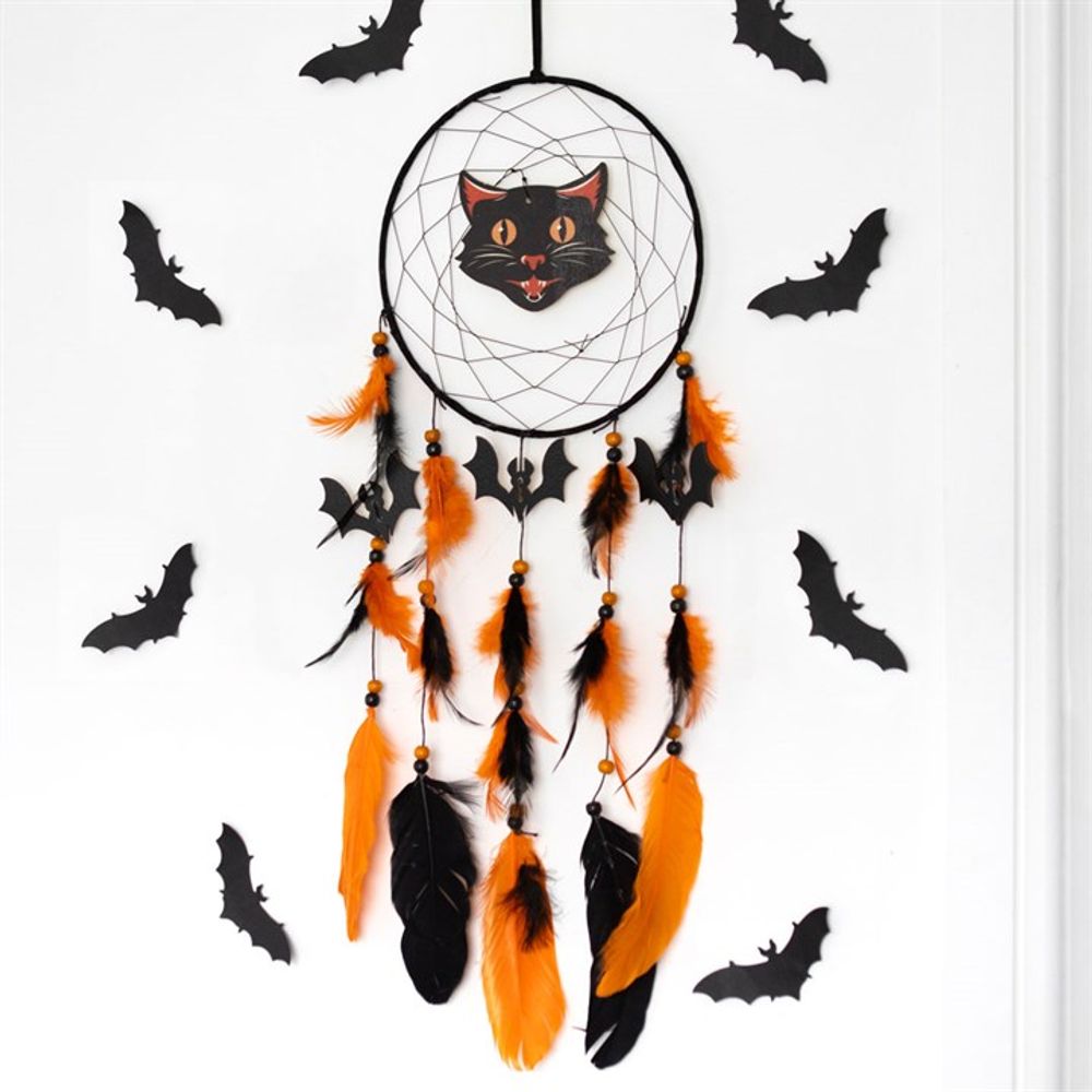 Black Cat Halloween Dreamcatcher - Wicked Witcheries