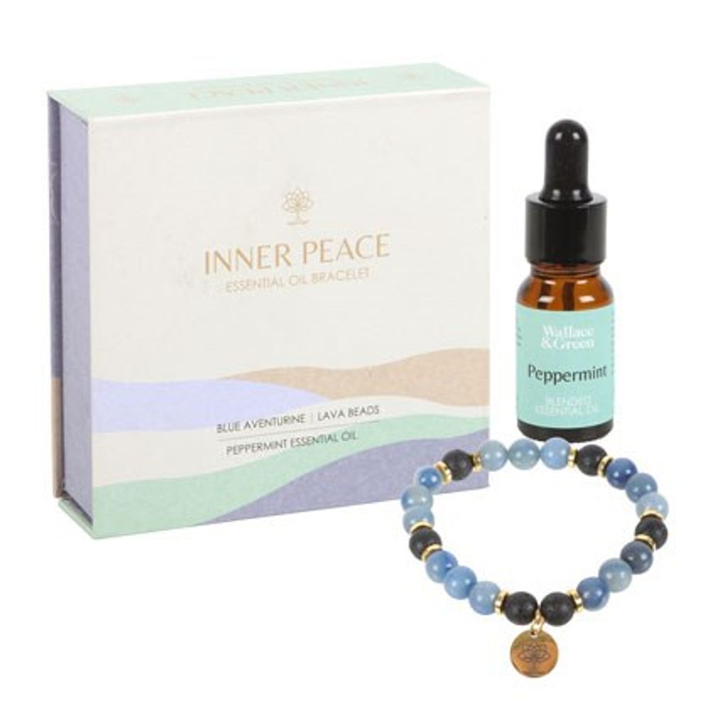 Inner Peace Blue Lace Agate Crystal Essential Oil Bracelet - Wicked Witcheries