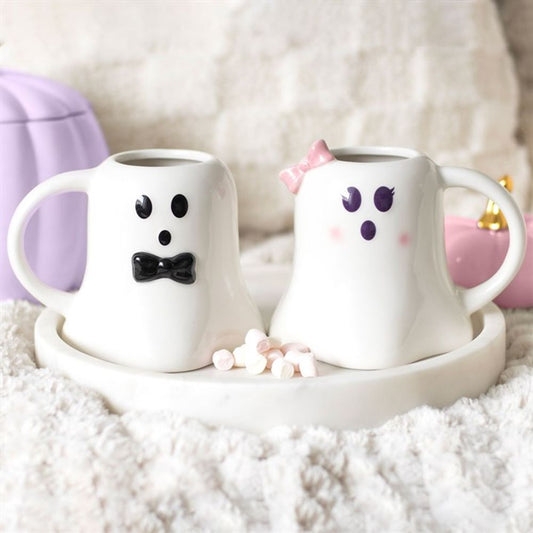 Mr and Mrs Boo Ghost Shaped Mug Set - Wicked Witcheries