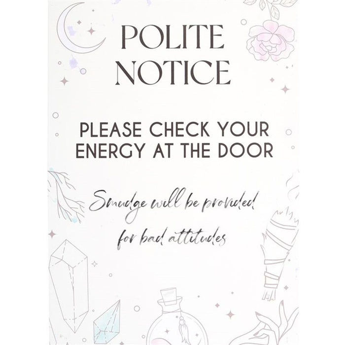 Check Your Energy at the Door Metal Hanging Sign - Wicked Witcheries