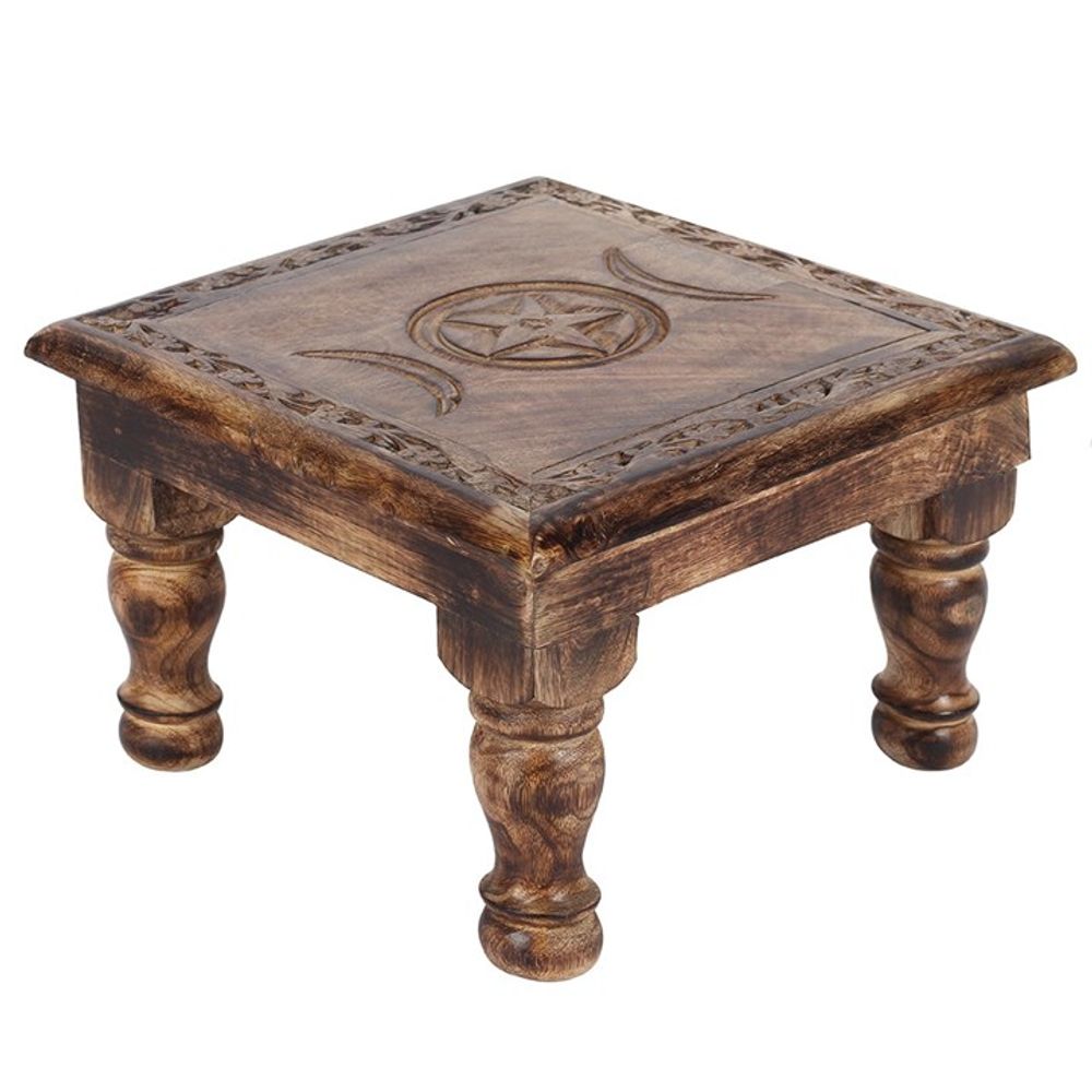 Triple Moon Altar Table with Detailed Border - Wicked Witcheries