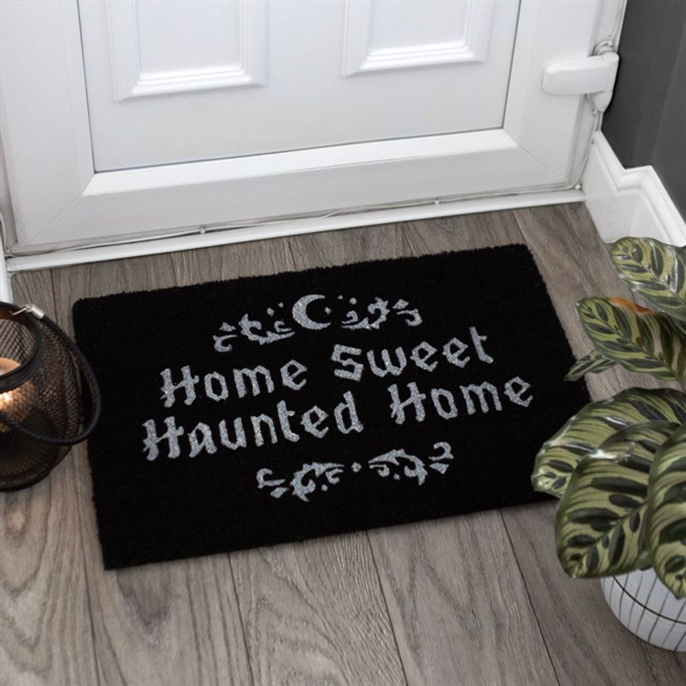 Black Home Sweet Haunted Home Doormat - Wicked Witcheries