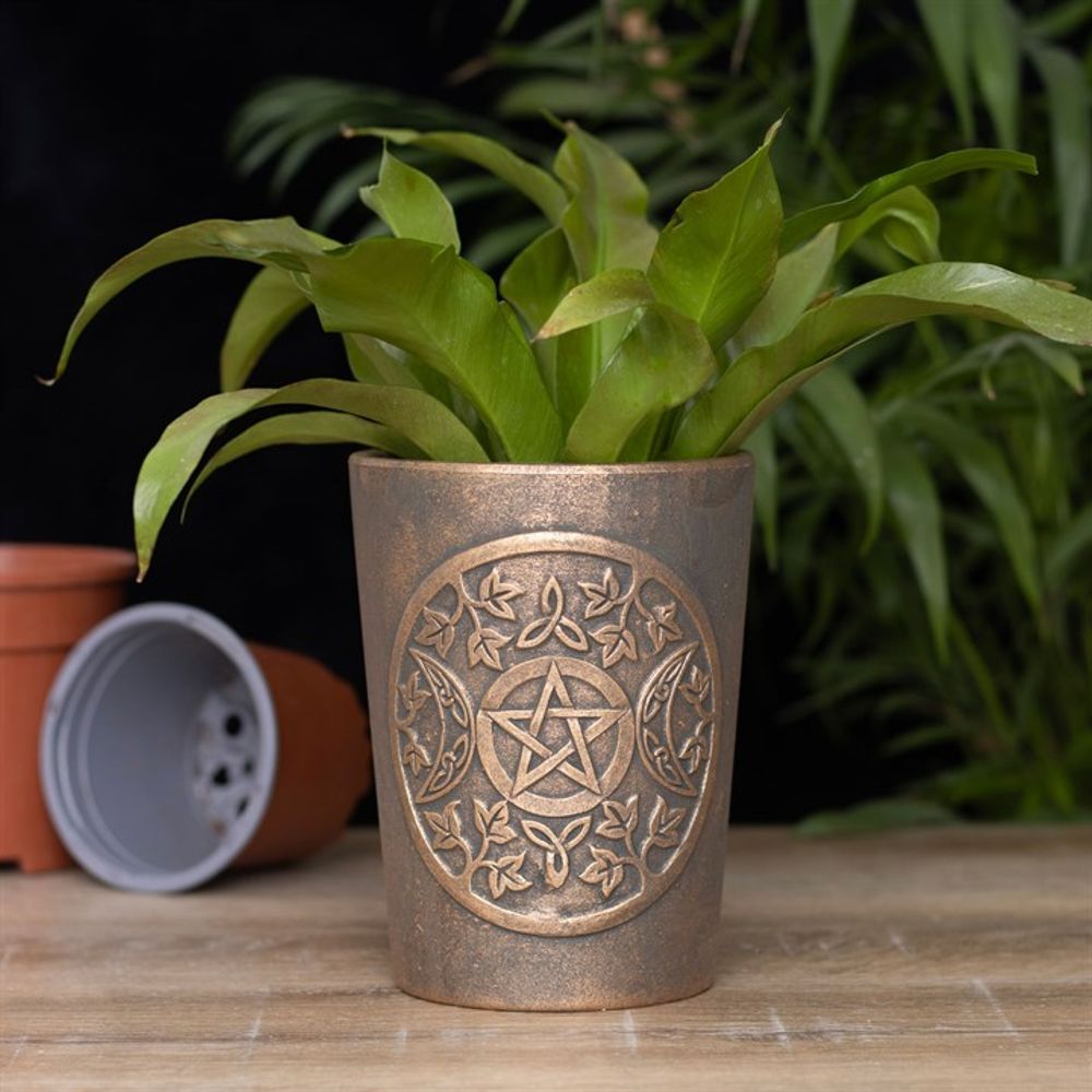 Triple Moon Bronze Terracotta Plant Pot by Lisa Parker - Wicked Witcheries