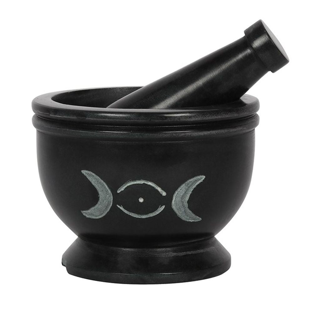 Soap Stone Triple Moon Pestle and Mortar - Wicked Witcheries